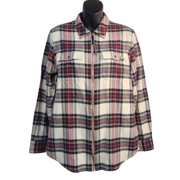 Chaps Tops - Chaps Women's Multi Colors Plaid Zip Up Top Shirt Size M
